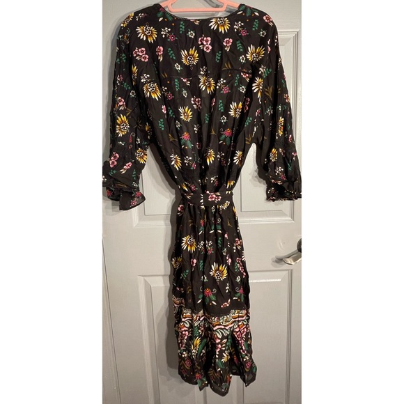 Anthropologie Pintucked Brown Floral Robe NWT Size Large - Picture 8 of 15
